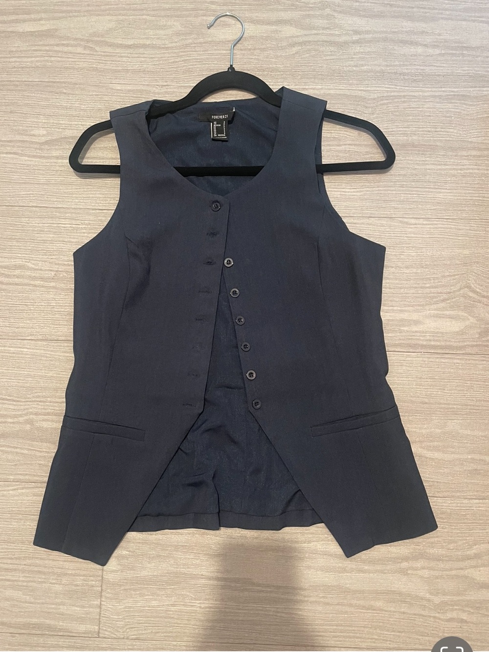 NAVY blue Button-Front Vest NWOT